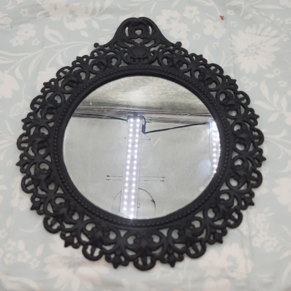 Vintage Black ornate cast wrought iron Mirror 12